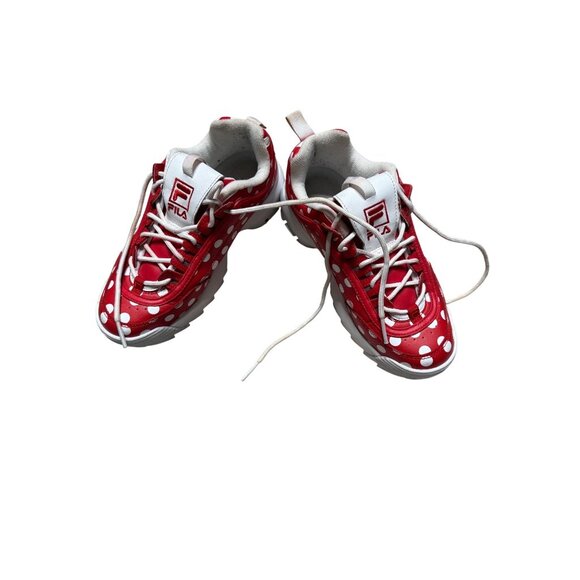 Fila Disrupter 2 Womens Red & White Polka Dot Chunky Sneakers EU 39 / US 8 Read - Picture 2 of 14